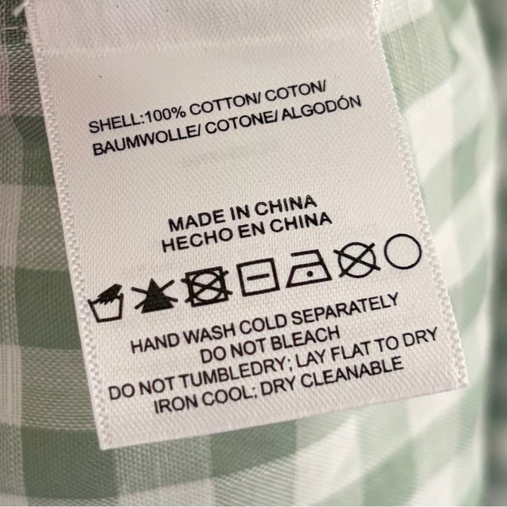 To My Lovers Sage Green Gingham Cotton Tiered Midi Dress Small NWT - Picture 12 of 12